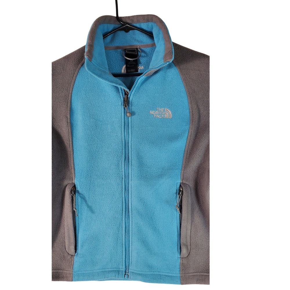 The North Face Womens‎ Blue Grey Full Zip Fleece Jacket AE574953 Small S-P